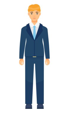 Ayrı bir çizgi film karakteri, ofis çalışanı, mavi kravatlı bir adam, ofis çalışanı gibi giyinmiş.