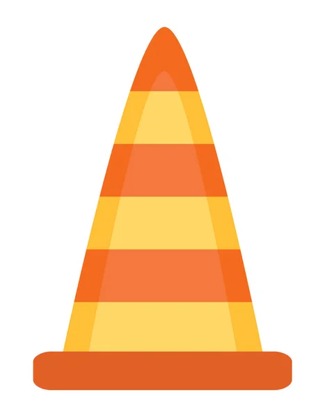 Plastic Cone Road Sign Bevestiging Waarschuwing Icoon Vector — Stockvector