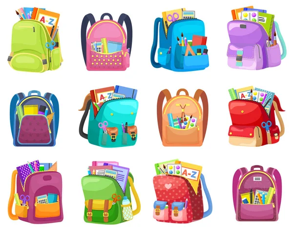 Colored School Backpack Back to School — Stock Vector