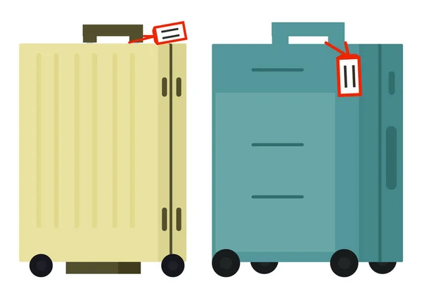 手荷物または荷物、車輪のスーツケース、観光 — ストックベクタ