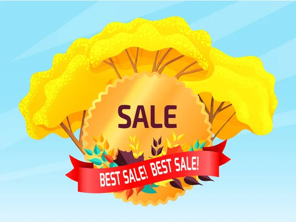 Herbstverkauf, Preisschild, Werbevektorillustration mit bunten gelben Pflanzen — Stockvektor
