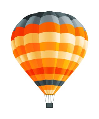 Renkli sıcak hava balonu beyaz arkaplan vektör illüstrasyonunda izole edildi. Uçak gaz uçurmak için kullanılır.