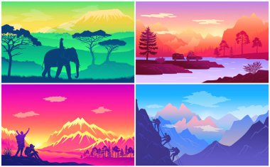 Egzotik ülkelerde seyahat, file binen adam, arabayla nehirden nehre seyahat, mutlu turistler.