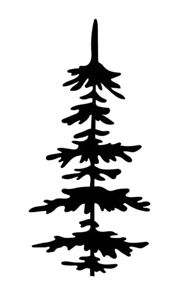 Fekete sziluett fenyő, karácsonyfa, egyszerű raszterikon, természet koncepció, fekete fa — Stock Vector