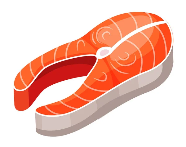 Wektor steku rybnego. Stek z łososia wyizolowany na białym. Kawałek świeżego składnika sushi filetowego z ryb — Wektor stockowy