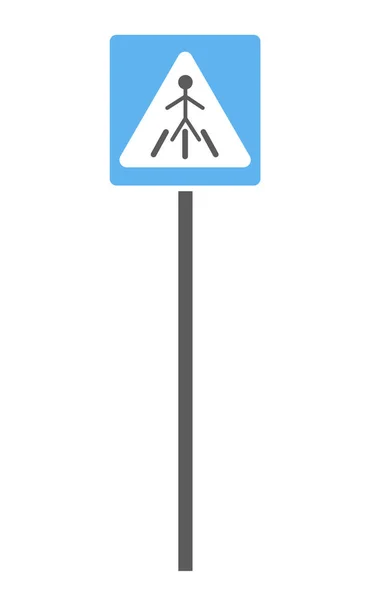 Crosswalk road sign isolated on white. Traffic sign pedestrian srossing vector illustration — Stock Vector