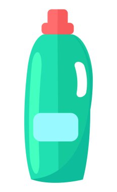 Şablon boş paket taşıyıcı çizimi. Evdeki kimyasal yeşil plastik şişe.