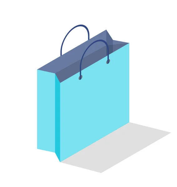 Prázdný nákupní modrý papírový sáček na bílém pozadí pro reklamu a značkování — Stockový vektor