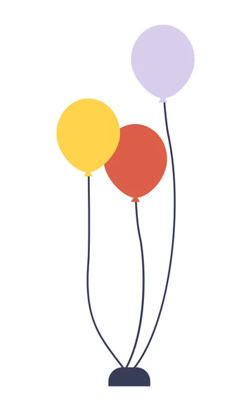 Globos de cumpleaños saludo elemento de estilo plano. Paquete de globos de colores como un ramo de flores — Archivo Imágenes Vectoriales