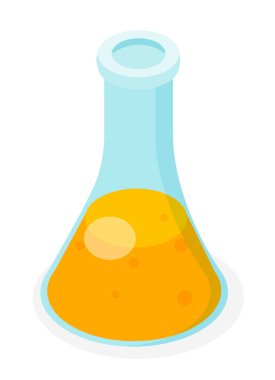 Test tüpü simgesi beyazda izole edildi. Sıvı test tüpü. Kimya Laboratuvarı Bilim Testi, Tıp Laboratuarı