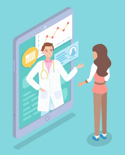Online ιατρική διαβούλευση με τον γιατρό έννοια διανυσματική απεικόνιση, ιατρική εφαρμογή στο τηλέφωνο — Διανυσματικό Αρχείο
