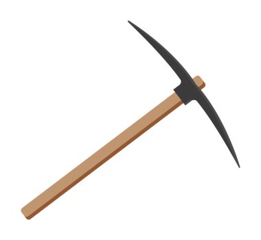 Enstrüman ya da kazma, izole ikon, ahşap saplı metal kesici aletler ağır işler için.