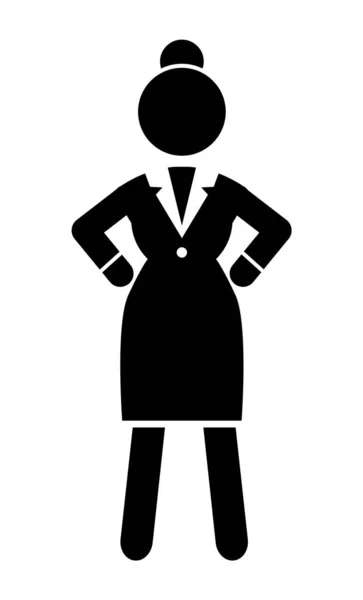 Irritado irritado irritado empresária de mãos dadas na cintura, vetor avatar, preto e branco logotipo retrato — Vetor de Stock