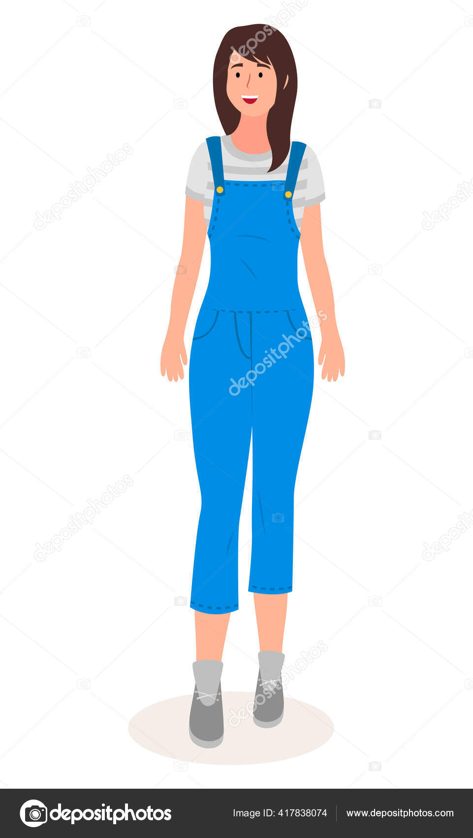 Personaje de dibujos animados aislado, mujer joven con monos