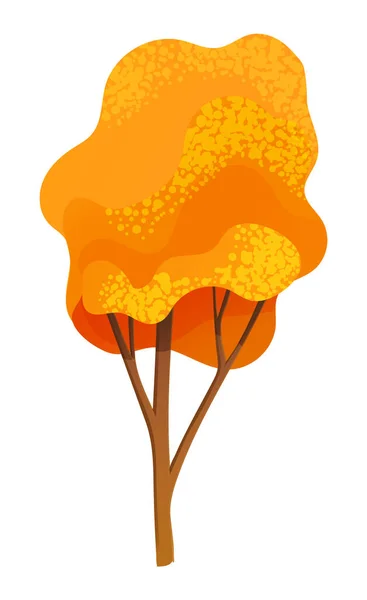 Icône d'arbre d'automne, symbole isolé de la nature, bois, forêt, arbre aux feuilles orange, couronne, plante — Image vectorielle