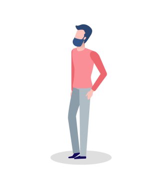 Kırmızı Kazaklı Adam ve Pantolon İzole Edilmiş Vektör