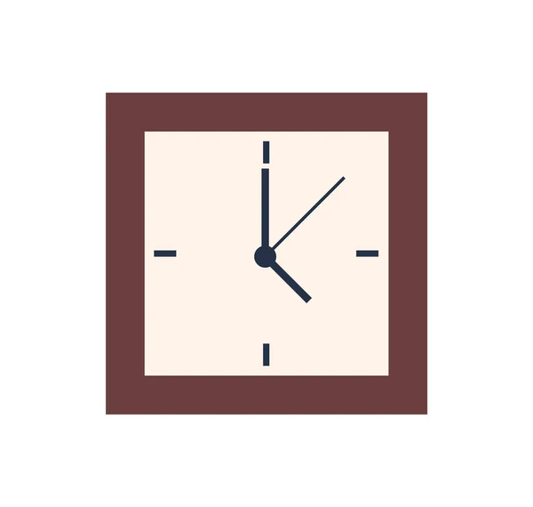 Čtvercové hodiny Izolované nástěnné hodinky Zobrazení 5 hodin — Stockový vektor