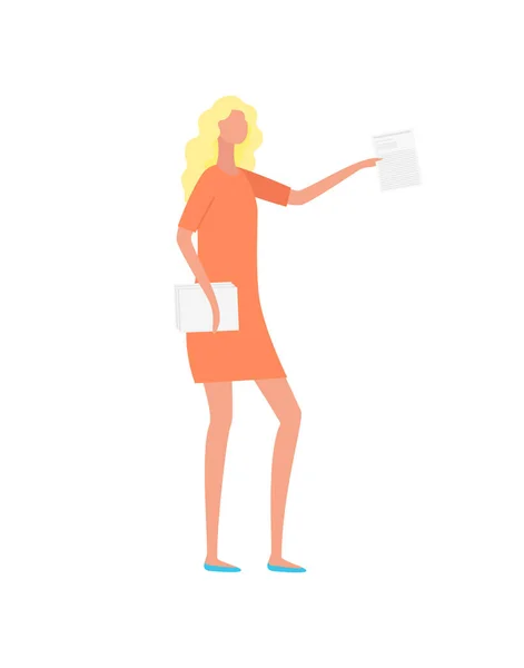 Mujer rubia Ceo Executive Boss personaje aislado — Vector de stock