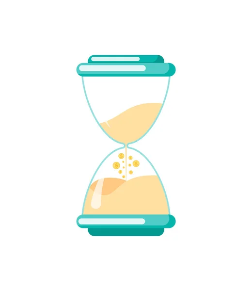 Hourglass με άμμο ρέει προς τα κάτω Απομονωμένο ρολόι — Διανυσματικό Αρχείο