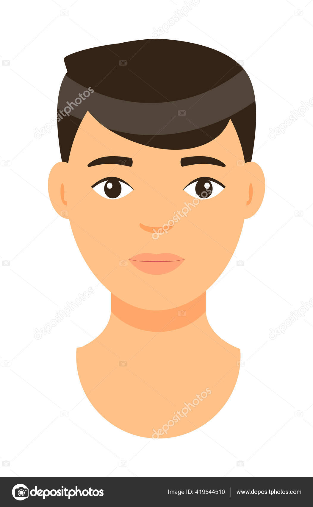 Male avatar icon or portrait. Handsome young man face. Vector illustration.  Stock Vector