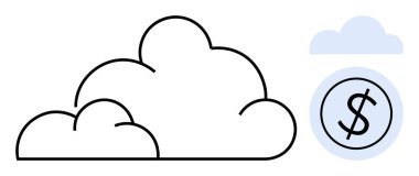 Dolar paralı bulut finansal tasarrufları vurguluyor, çevrimiçi hizmetler, dijital çözümler. Finans, bulut hesaplama, teknoloji, iş, veri yönetimi için ideal, dijital ekonomi basit düz