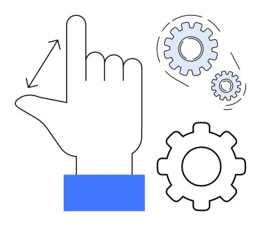 Kontrolü, ince ayar ve optimizasyonu belirtmek için dönen dişliler ile el hareketlerinde hassasiyet ayarlaması. Özelleştirme, ayarlar, yönetim, teknik destek, yenilik, mühendislik için ideal