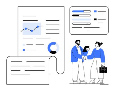 Profesyoneller çizelgeler, grafikler ve ilerleme ölçümleri dışında el sıkışıyor. Takım çalışması, analitik, ortaklık, veri analizi, iş anlaşmaları proje yönetimi için idealdir. Basit.