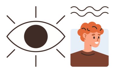 Işıklı gözler, gülümseyen bireyler ve dalgalı çizgiler görsel algı, farkındalık ya da sezgiyi ima eder. Görme, odaklanma, yaratıcılık, gözlem farkındalık, öz farkındalık için ideal basit düz metafor