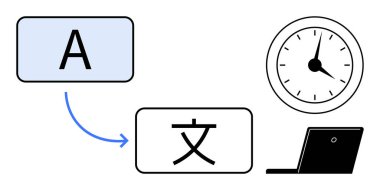 A harfi, yabancı bir yazıya bir ok vasıtasıyla, bir saat ve bir dizüstü bilgisayarla dönüşüyor. İletişim, dil, teknoloji, küreselleşme, öğrenme, verimlilik için ideal. Basit.