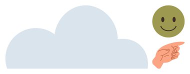 El işaretleri yeşil mutlu yüze doğru, rahatlatıcı bir bulutun üzerindeki pozitifliği sembolize ediyor. Teknoloji, iyimserlik, rehberlik, akıl sağlığı, farkındalık, sadelik mutluluğu için idealdir. Basit düz metafor