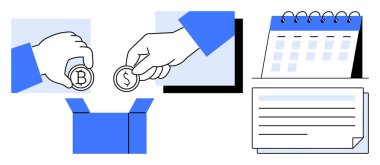 Açık bir kutuya, takvime ve yazılı notlara etiketli sikkeler katan eller mali planlamayı, tasarruf etmeyi, kitle fonlarını, bütçe bağışlarını, bağışları, takım çalışmasını ve zaman yönetimini sembolize eder. İdeal