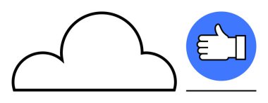 Mavi bir çemberin içindeki minimalist bulut şekli pozitifliği, başarıyı, anlaşmayı, çevrimiçi varlığı, sosyal medya etkileşimini, bulut depolama ve dijital iletişimi sembolize ediyor. İdeal
