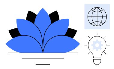 Mavi nilüfer katmanları büyümeyi sembolize ediyor. Küre ise dünya çapında bir bağlantı olduğunu gösteriyor. Ampul ise yenilik anlamına geliyor. Büyüme, farkındalık, yaratıcılık, sürdürülebilirlik, takım çalışması, küresel strateji için ideal basit