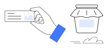 Kaplanmış cam kavanozun yanında el ele tutuşma etiketi, ürün markalaşması, pazarlama, paketleme, kimlik tasarımı vurgulanıyor. Etiketleme, kişiselleştirme, reklam, el sanatları eğitimi için ideal