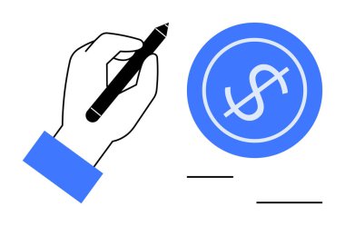 Finans, yatırım ya da sözleşme imzalamayı sembolize eden bir doların yanına dolma kalemle el yazısı. İş, girişimcilik, mali planlama, yatırımlar, bütçe, işlemler için ideal kar