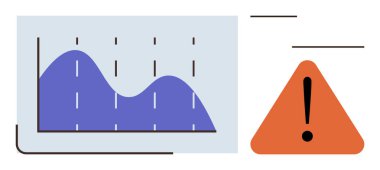 Turuncu uyarı işaretinin yanında performans eğilimlerini gösteren çizgi grafiği. Basit bir şekilde veri takibi, risk değerlendirmesi, analitik, izleme, sorun alarmı, tahmin ve karar verme için ideal