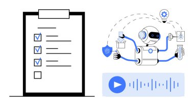 Görevleri tamamlayan robot, laboratuvar testlerini, korumayı ve kontrol listesi ve ses dalgası formunun yanı sıra yenilikleri de onaylıyor. Otomasyon, üretkenlik, yapay zeka uygulaması, robotik, görev yönetimi için ideal