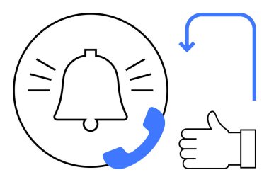 Ses dalgalı çan, telefon ahizesi, baş parmaklar yukarı el ve bildirileri, onayı ya da gelen aramaları temsil eden ok. İletişim, uyarılar, hatırlatıcılar, güncellemeler için ideal UI basit geri beslemesi