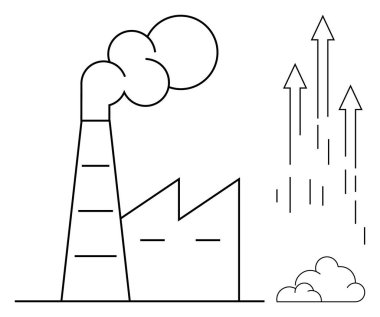 Bacadan çıkan duman ve yukarı doğru çıkan oklar ekonomik büyümeyi, yeniliği, zorlukları, sürdürülebilirliği, çevresel endişeleri, sanayileşmeyi ve ilerlemeyi sembolize ediyor. Basit düz metafor