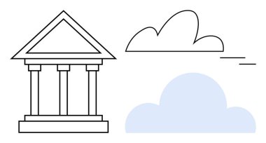 Otoriteyi, hukuku ya da bankacılığı simgeleyen, ana hatları belirleyen ve bulutları dolduran bir yapı. Yönetim, finans, teknoloji, bulut hesaplama, dijital dönüşüm, güvenlik güveni için ideal