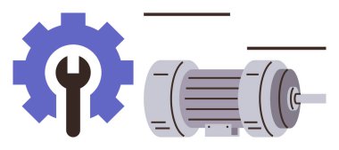 Vites ve İngiliz anahtarı endüstriyel motor ışıklandırma bakım, onarım ve makine mühendisliği ile eşleştirildi. Sanayi, makine, atölye, mühendislik, motor tamiri ve basit imalat için ideal