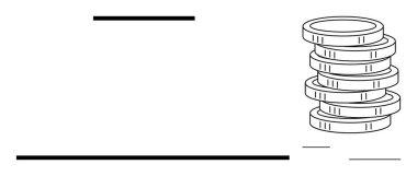 Yatay çizgilerin yanında madeni vakıf, tasarruf ve ekonomik dengeyi sağlayan madeni para yığını. Finans, bütçe, yatırım, servet, bankacılık kârı ve parasal kavramlar için idealdir. A