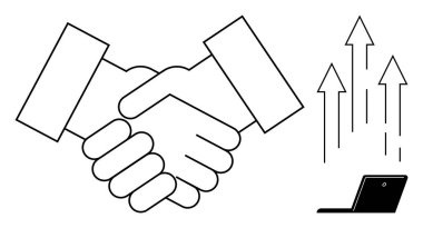 Tokalaşma, dizüstü bilgisayar ve yukarı doğru okların yanında büyümeyi ve başarıyı simgeliyor. İşbirliği, strateji, ilerleme, yenilik, liderlik, takım çalışması ve başarı için ideal. Basit düz