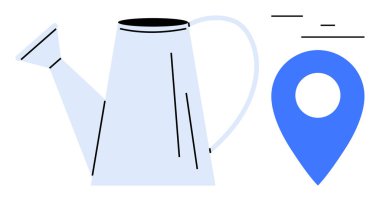 Sulama, mavi lokasyon iğnesiyle büyüme konseptine dökülebilir. Sürdürülebilirlik, ilerleme, tarım, yenilik, çevre, iş stratejisi, eğitim için ideal. Basit iniş için mükemmel.