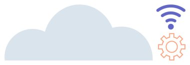 Teçhizat ve kablosuz ikonun yanında bulut, bağlantı, otomasyon ve bulut hesaplama kavramlarını iletmek için birleşiyor. Bulut hizmetleri, IOT, otomasyon araçları, dijital ağlar, akıllı teknoloji için ideal