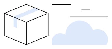 Bulutun yanında bant ve hareket için yatay çizgiler olan bir kutu. Lojistik, bulut depolama, yenilik, nakliye verimliliği, küresel bağlantı, modern tasarım, basit iniş sayfası için ideal