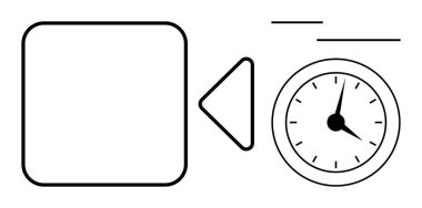 Video oynatma, zaman yönetimi, zamanlama, hız, görev optimizasyonu, içerik oluşturma ve iş akışı verimliliğini temsil eden kare ekran tasarımı kavramını oynat. Basit düz