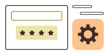 Dört yıldızlı bir derecelendirme çubuğu, ayarlanabilir ayarlar simgesi ve yüzen UI bileşenleri ile arayüz. Geribildirim, özelleştirme, değerlendirmeler, tercihler, analizler, optimizasyon için ideal düz metafor