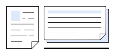 Metni ve katlanmış köşeleri olan kağıtlar belge, yönetim veya veri gözden geçirmesini öneriyor. İş, eğitim, kayıt tutma, iletişim, üretkenlik, bilgi paylaşım örgütü için ideal