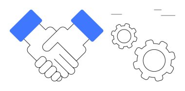 Takım çalışmasını ve işbirliğini gösteren dişlilerle titreyen iki el. Ortaklık, takım çalışması, iş, işbirliği, yenilik, verimlilik, profesyonel gelişim, basit iniş sayfası